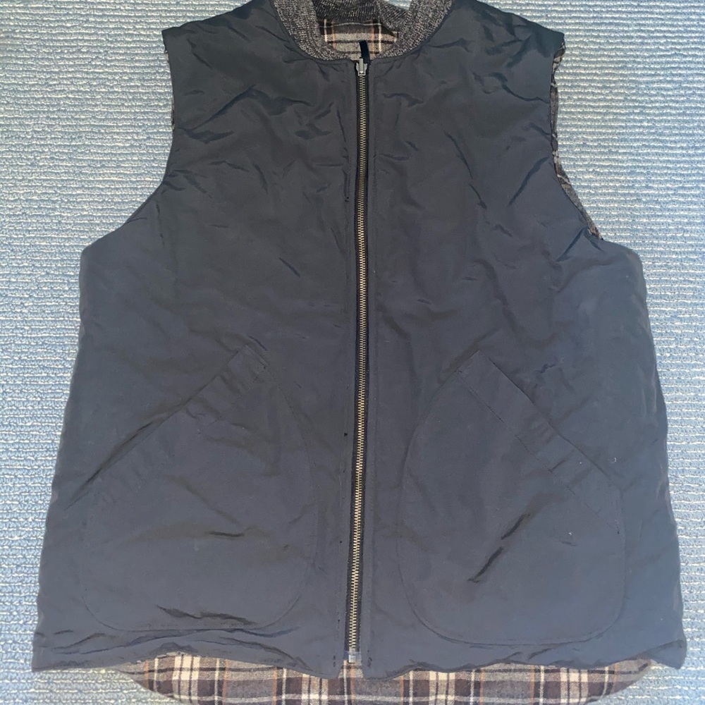 Reversible Vest Checkered pattern wool + nylon
